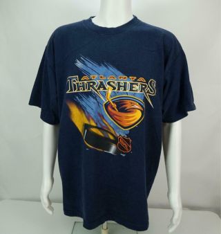Vintage Majestic Nhl Atlanta Thrasher T Shirt Blue Mens Xl 100 Cotton