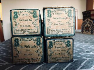 4 Vintage Player Piano Rolls In.
