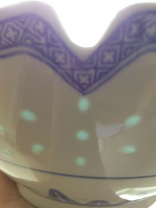 Chinese Vintage Rice Grain Pattern With Flower Design Porcelain Salad Bowl