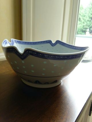 Chinese Vintage Rice Grain Pattern with FLOWER design Porcelain Salad Bowl 3