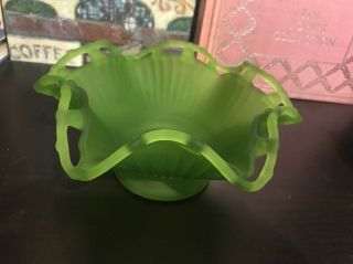 Vintage Westmoreland Frosted Glass Green Bowl,  Candy Dish