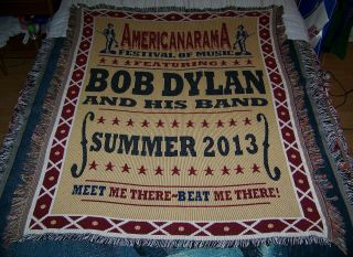 Vintage 2013 Bob Dylan Americanarama Woven Throw Blanket Tapestry Afghan