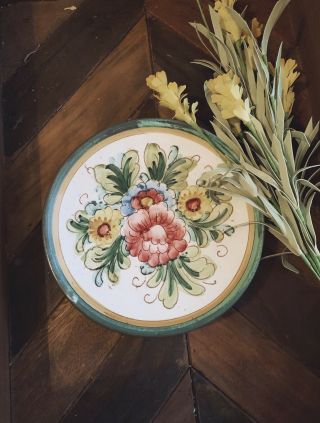 Vintage Hand Painted Decorative Flora Plate - Wall Hanging - Made In Italy