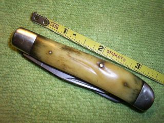 Vintage Sears Craftsman 95155 Pocket Knife Old Stag Bone Handle Modified Trapper