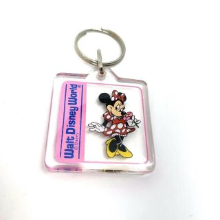 Vintage Minnie Mouse Walt Disney World Acrylic Keychain Collectible
