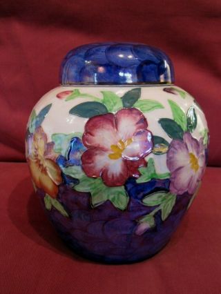 Absolutely Stunning Vintage Maling Petunia Flower Design Ginger Jar