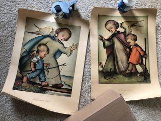 Vintage M.  J.  Hummel Her And His Guardian Angel 1943 Picture/prints.  (s/h)