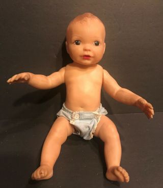 Vintage Terri Lee Family Linda Baby Doll In Blue Cloth Diaper 10 " Poseable