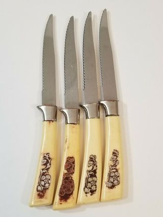 Vtg Set Of 4 Lifetime Cutlery Stainless Steel Steak Knives Sheffield,  England