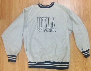 Vtg Champion Reverse Weave Ucla Heather Grey Sweatshirt Mens Sz Large Usa Made