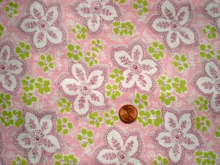 Floral Full Vtg Feedsack Quilt Sewing Doll Clohtes Craft Fabric Pink Lime Burgun
