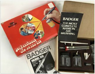 Vintage BADGER 150PK Professional Airbrush Set in Carton 1987 2