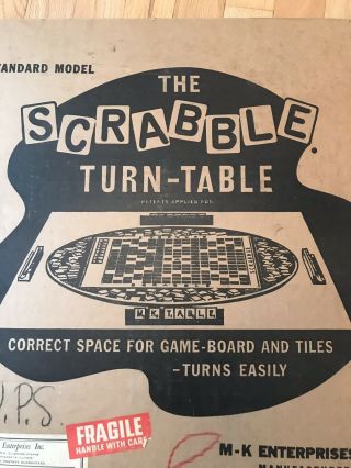 Vintage Scrabble Cork Turn Table made by M - K Enterprises Chicago IL 2