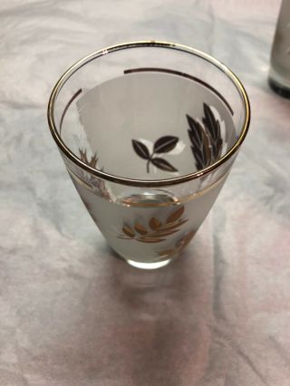 Set of 4 Vintage 1960’s Libby Frosted Gold Leaf Tea/Water Glasses 2