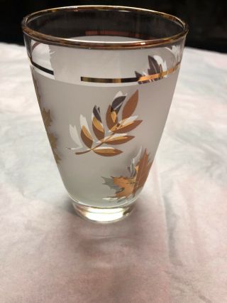 Set of 4 Vintage 1960’s Libby Frosted Gold Leaf Tea/Water Glasses 3