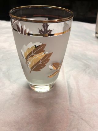 Set of 4 Vintage 1960’s Libby Frosted Gold Leaf Tea/Water Glasses 4