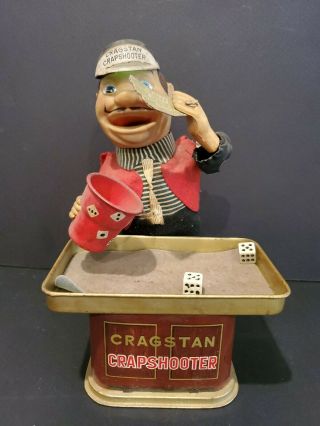 Vintage Tin Battery Operated Cragstan Japan Toy Crap Shooter W/ Dice