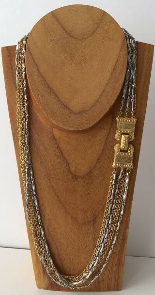 Celebrity Signed Vintage Gold/silver Tone Chain Multi Strand Necklace 24 "
