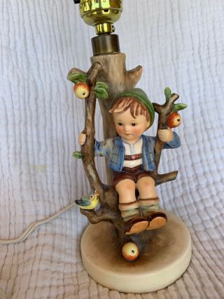 Vintage Hummel Figurine Lamp Boy On Apple Tree Swing 14”