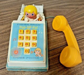Vintage 1968 Fisher Price Pop Up Pal Interactive Phone Chime Telephone