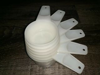 Tupperware Vtg Measuring Cups Full Set Opaque White Clear Nesting 761