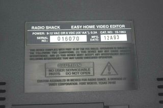 1993 Vintage Radio Shack Easy Home Video Editor Mod 15 - 1963 Camcorder VCR Black 3