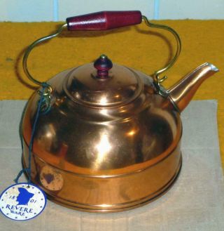 Vintage Revere Ware Copper Tea Kettle 2220,  2qt Colonial Style W/hang Tag