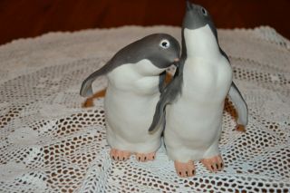 Vintage Cybis U.  S.  A.  Signed 5 1/2 " High Double Penguins Porcelain