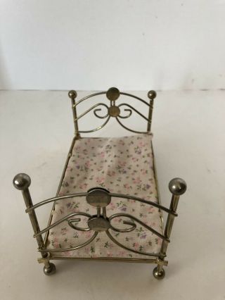Vintage Metal Doll Bed With Matress 6”