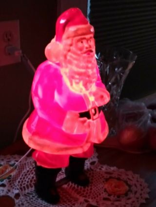 Antique Vintage 16 1/2” Hard Plastic Blow Mold Light up Christmas Santa Claus 7