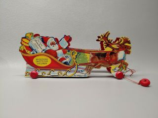 Vintage Fanny Farmer Cardboard Candy Container Box Chocolate Santa Claus Sleigh