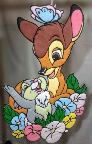 Vintage Disney Bambi And Thumper Wall Hanging,  Quilted Felt