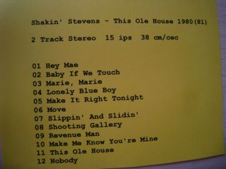2 Track 15 ips vintage Reel to Reel tape Shakin Stevens 1980 2