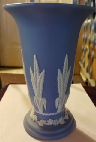 Vintage Ecanada Blue Jasperware Vase 8 " 1940 