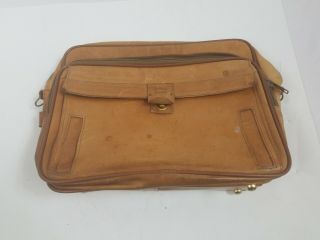 Vintage Hartmann Tan Leather Expandable Soft Carry - On Briefcase Laptop Bag 16 "