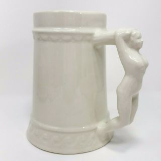 Vintage Ceramic Beer Stein Mug Nude Lady Handle