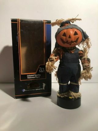 Vintage 1996 Gemmy Halloween Factory Animated Scarecrow Statue Fall Talks Moves
