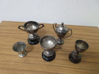 6 X Vintage Silver Plated Sports Trophy/cups.  Uninscribed.