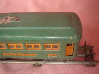 Green Vintage Lionel Set 607 Pullman Passenger and 608 Observation Cars O Scale 3