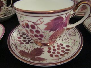 Vintage Tea Cup And Saucer Hand Painted Purple Luster Grapes
