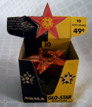 Vintage Box Of 10 Noma Glo Star Plastic Christmas Light Reflectors