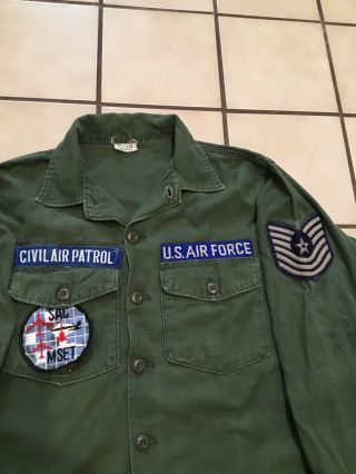 Vtg Usaf Us Air Force Army Vietnam Era Og 107 Sateen Air Patrol Uniform Shirt