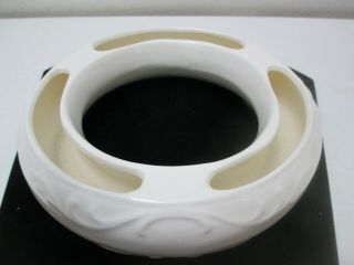 Vintage Norcrest Japan Round Pansy Flower Ring Vase White Footed Ceramic 6 " D