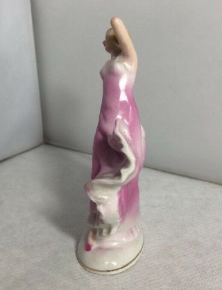 Vintage Art Deco German Porcelain Pink Dancing Lady Figure Hand Painted 4