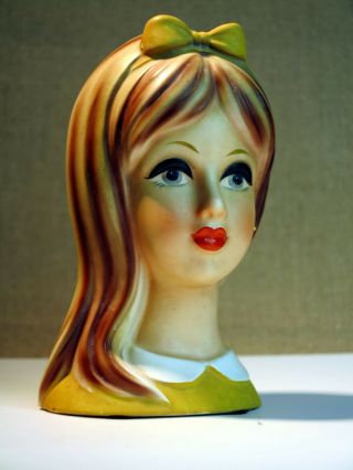 Vintage Napco Lady Head,  Vase,  Planter Porcelain 7 Inch