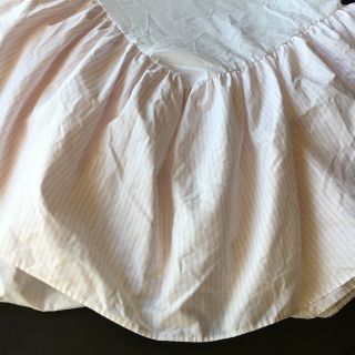 Vintage Laura Ashley Cal King Bedskirt Pink Ticking Stripe 86 X 72 Rare Size