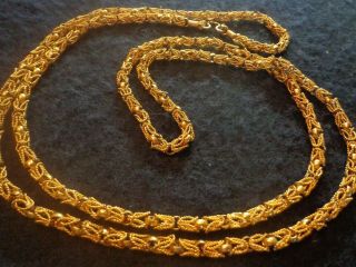 Vintage Rare Wheat Type Ornate Flapper Length 42 In Necklace