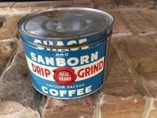 Antique / Vintage Chase And Sanborn Coffee Tin - Displays - Eye Appealing -