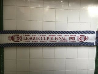 Vintage West Ham United Football Scarf 1981 League Cup Final 45 " X 7 " Player Name