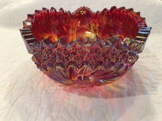 Antique Vintage Imperial Iridescent Sunset Red Carnival Glass Bowl